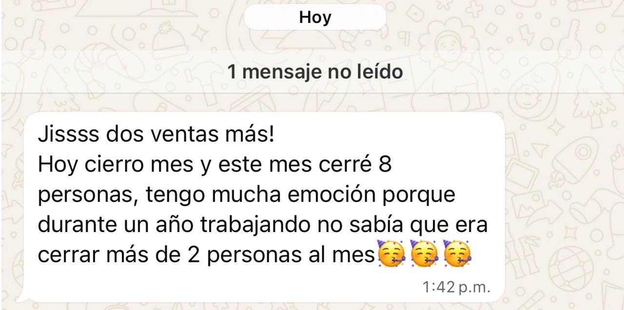 Alumna: 8 cierres en un mes